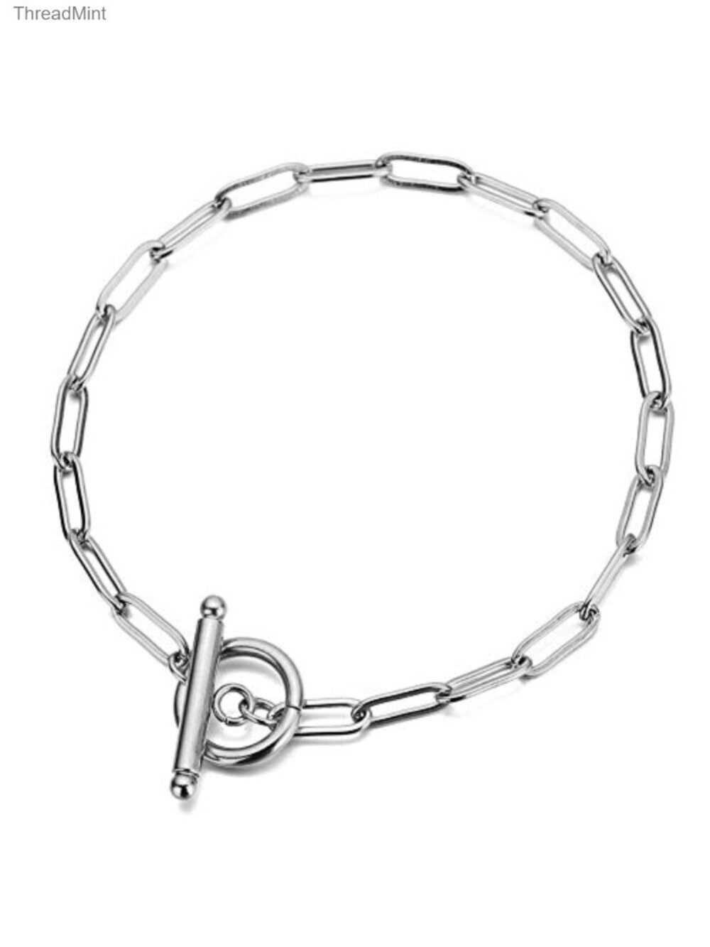 Stainless Steel Paperclip Link Chain Bracelet with OT Buckle